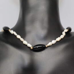 10K Yellow Gold Pearl Beaded Necklace - 15.4g