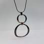 Sterling Silver Double Hoop Pendant 16 1/2 Inch Necklace Dangle Earring Bundle 2pcs 21.3g image number 2