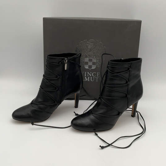 NIB Womens VC-CHENAI Black Leather Wraparound Lace-Up Ankle Booties Sz 6.5M image number 3
