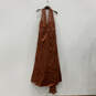 Womens Brown Sleeveless Halter Neck Back Zip Fashionable Maxi Dress Size 18 image number 1