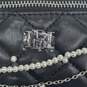 Badgley Mischka Black Vegan Leather Diamond Quilted Fanny Pack With Pearls NWT image number 8