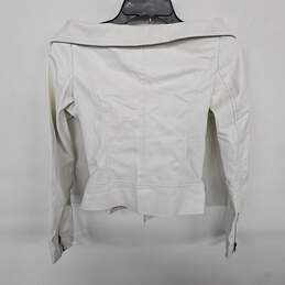 Fashion Nova White Off Shoulder Faux Leather Moto Jacket alternative image