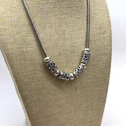 Designer Brighton Silver-Tone Scrolled Barrel Beads Thick Chain Necklace