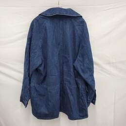 Free People Denim Blue Jean Cotton Blend Button Car Coat Size 12 alternative image