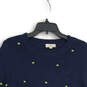Womens Blue Polka Dot Knitted Long Sleeve Crew Neck Pullover Sweater Size L image number 3