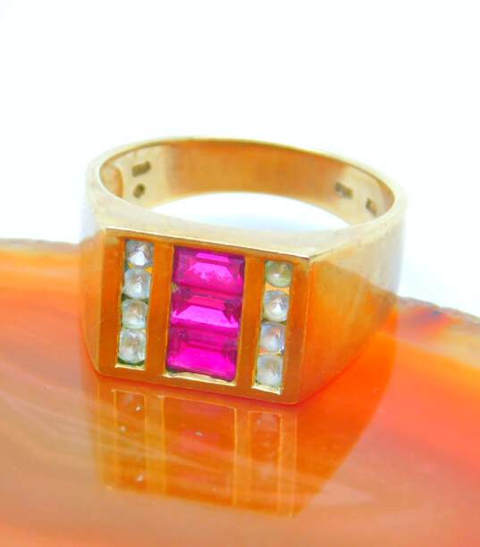 10k Yellow Gold Ruby & Spinel Ring 6.3g image number 2