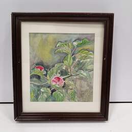 Framed And Signed Watercolor Painting of Leaves By Benson