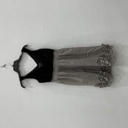 Womens Black Gray V-Neck Sleeveless Pullover Sheath Dress Size 4