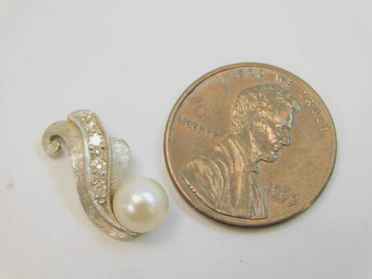 Elegant 14K White Gold Pearl & Diamond Accent Pendant 1.2g image number 3