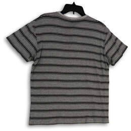 Mens Gray Blue Striped Short Sleeve Henley Neck  Stretch T-Shirt Size Medium alternative image