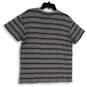 Mens Gray Blue Striped Short Sleeve Henley Neck  Stretch T-Shirt Size Medium image number 2