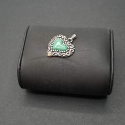 Carolyn Pollack Relios Sterling silver Green Turquoise Heart Pendant 7.6g