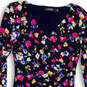 Womens Blue Floral Long Sleeves Pullover Knee Length Sheath Dress Size 6 image number 3