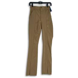 NWT Abercrombie & Fitch Womens Brown Leather Split Hem Dress Pants Size 24/00