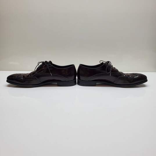 Prada Dark Brown Leather Wingtip Lace Up Dress Shoes MN Size 10.5 image number 2