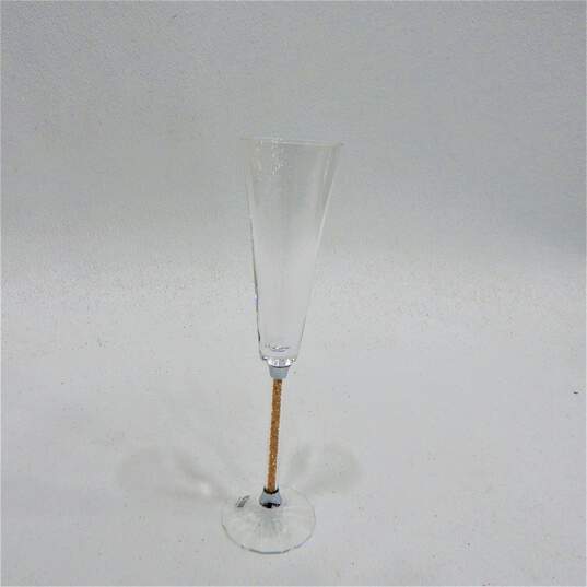 Oleg Cassini Crystal Golden Diamond Toast Flutes Glasses IOB image number 2