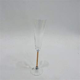 Oleg Cassini Crystal Golden Diamond Toast Flutes Glasses IOB alternative image