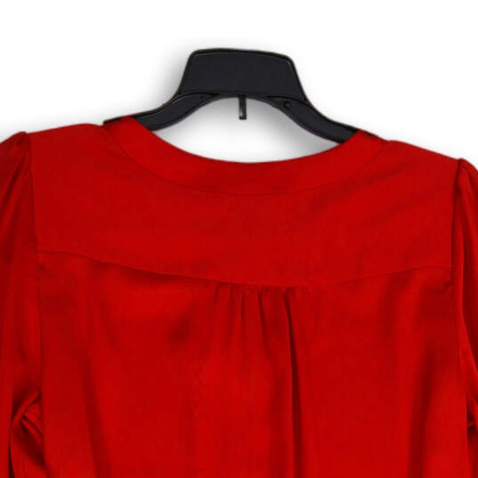 NWT Womens Red Keyhole Neck Long Sleeve Pullover Blouse Top Size Small image number 4