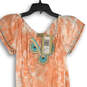 NWT Womens Pink Turquoise Tie Dye Short Sleeve Embroidered Mini Dress Size M image number 3