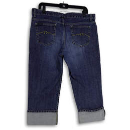 Womens Blue Denim Medium Wash 5-Pocket Design Cuffed Capri Jeans Size 14 alternative image