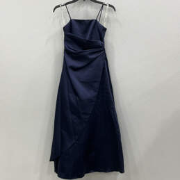 NWT Womens Blue Sleeveless Spaghetti Strap Back Zip Maxi Dress Size 8
