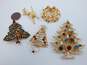 VNTG/MOD Icy Rhinestone & Gold Tone Christmas Brooches 51.2g image number 2