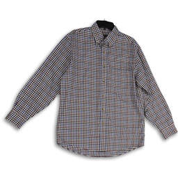 Mens Multicolor Gingham Long Sleeve Spread Collar Button-Up Shirt Size M