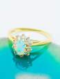 14K Yellow Gold Oval Opal 0.30 CTTW Diamond Halo Ring 2.3g image number 2