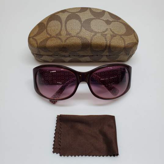 AUTHENTICATED COACH 'SUZIE' S446 BURGUNDY BUTTERFLY SUNGLASSES W/ CASE image number 1