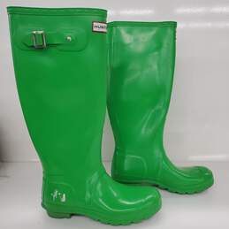 Hunter Original Gloss Tall Green Rain Boots Size 7M/8F