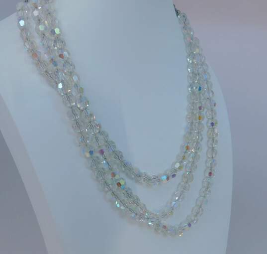 VNTG Mid Century Aurora Borealis Silver Tone Beaded Jewelry image number 2