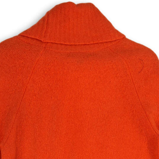 Womens Orange Knitted Turtle Neck Side Zip Pullover Sweater Size Medium image number 4