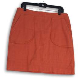 Loft Womens Coral Flat Front Lined Stretch Back Zip Pockets Mini Skirt 12