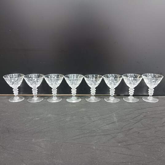 8pc. Set of Vintage Clear Crystal Champagne Glasses image number 1