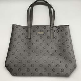 Womens Gray Polka Dot Velvet Double Handle Strap Classic Tote Bag