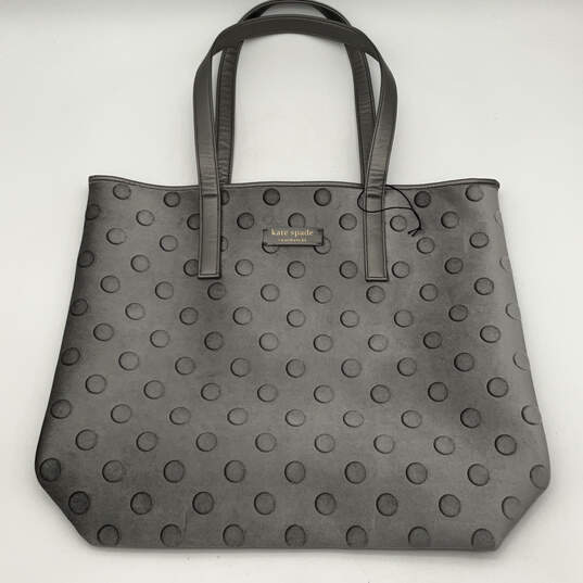 Womens Gray Polka Dot Velvet Double Handle Strap Classic Tote Bag image number 1