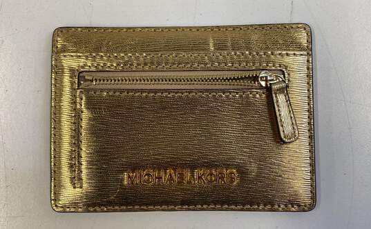 Michael Kors Gold Zip ID Card Organizer Wallet image number 1