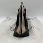 Calvin Klein Womens Beige Black Leather Top Handle Zipper Handbag with Dust Bag image number 3