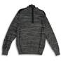 Mens Gray Black Heather Long Sleeve Mock Neck Quarter Zip Sweater Size L image number 1