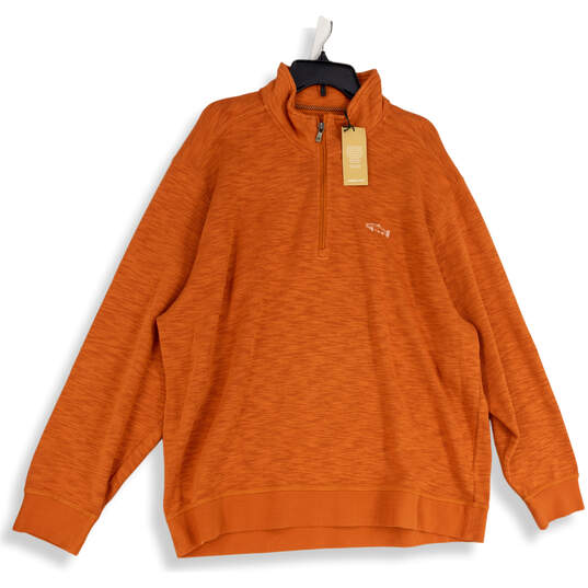 NWT Mens Orange Quarter Zip Mock Neck Long Sleeve Jacket Size XXL image number 1