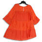 NWT Womens Orange Bell Sleeve Round Neck Key Hole Back Mini Dress Size S image number 2