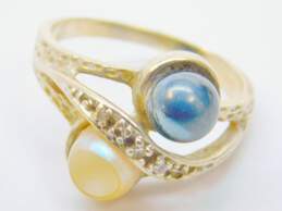 Vintage 14K White Gold Diamond Accent & Pearl Ring 5.3g alternative image