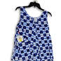 NWT Womens Blue White Abstract Ruffle Sleeveless Back Zip A-Line Dress Sz S image number 4