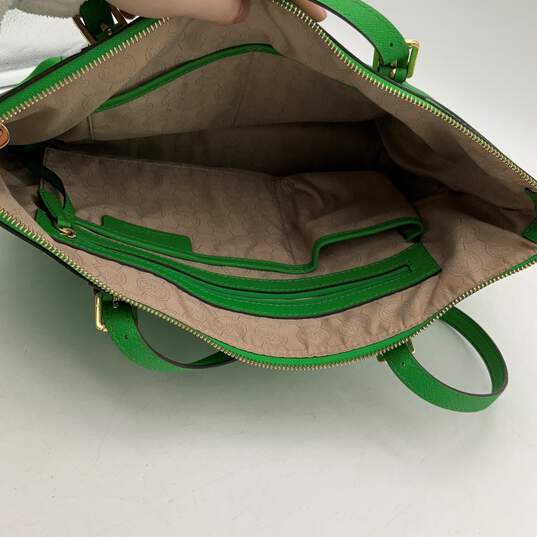 Michael Kors Womens Green Leather Charm Inner Pocket Jet Set Travel Tote Handbag image number 6