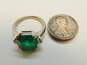Vintage 10K White Gold Green Glass & Spinel Side Stones Ring 4.2g image number 4