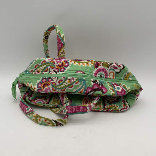 Womens Green Multicolor Flower Print Quilted Inner Pocket Zip Duffle Bag image number 3