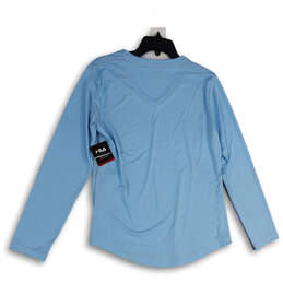 NWT Womens Blue Long Sleeve V-Neck Pullover Activewear T-Shirt Size Large alternative image