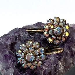 Designer Liz Palacios Gold-Tone Crystal Cut Stone Flower Drop Earrings