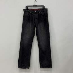 Mens Gray Medium Wash 5-Pocket Design Denim Straight Jeans Size 34/32