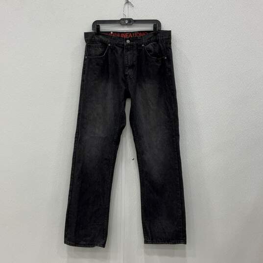 Mens Gray Medium Wash 5-Pocket Design Denim Straight Jeans Size 34/32 image number 1
